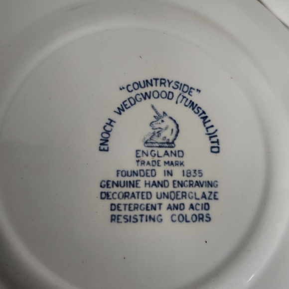 Enoch Wedgewood Tunstall Countryside 5 Bread/App Plates Vintage Blue & White - Picture 13 of 16